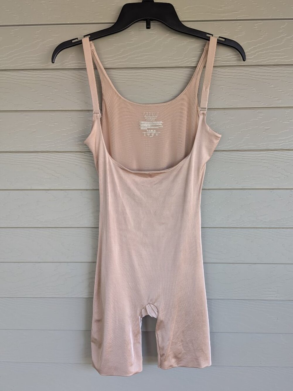 Spanx Assets Open Bust Mid Thigh Nude Beige Bodysuit Shaper - Womens Size L